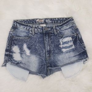 Mossimo High Rise Distressed Acid Wash Jean Shorts